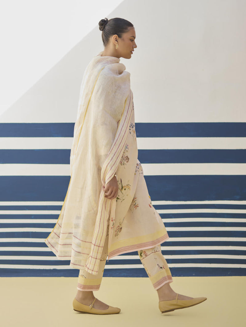 Kera Floral Embroidered Kurta Set
 - Sand by Manan in natural color for women Worldwide