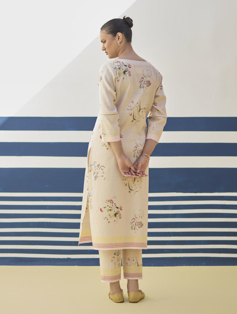 Kera Floral Embroidered Kurta Set
 - Sand by Manan in natural color for women Worldwide