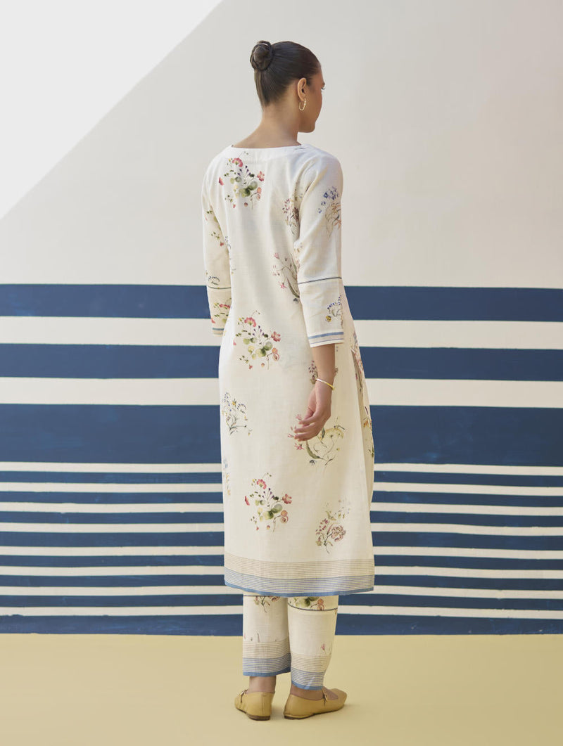 Kera Floral Embroidered Kurta Set
 - Ivory by Manan in ivory color for women Worldwide