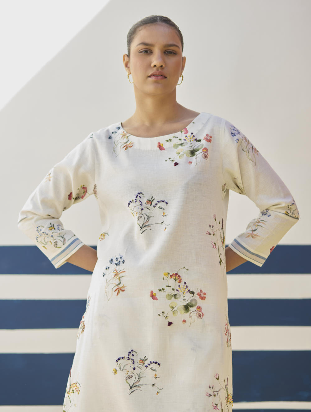 Kera Floral Embroidered Kurta Set
 - Ivory