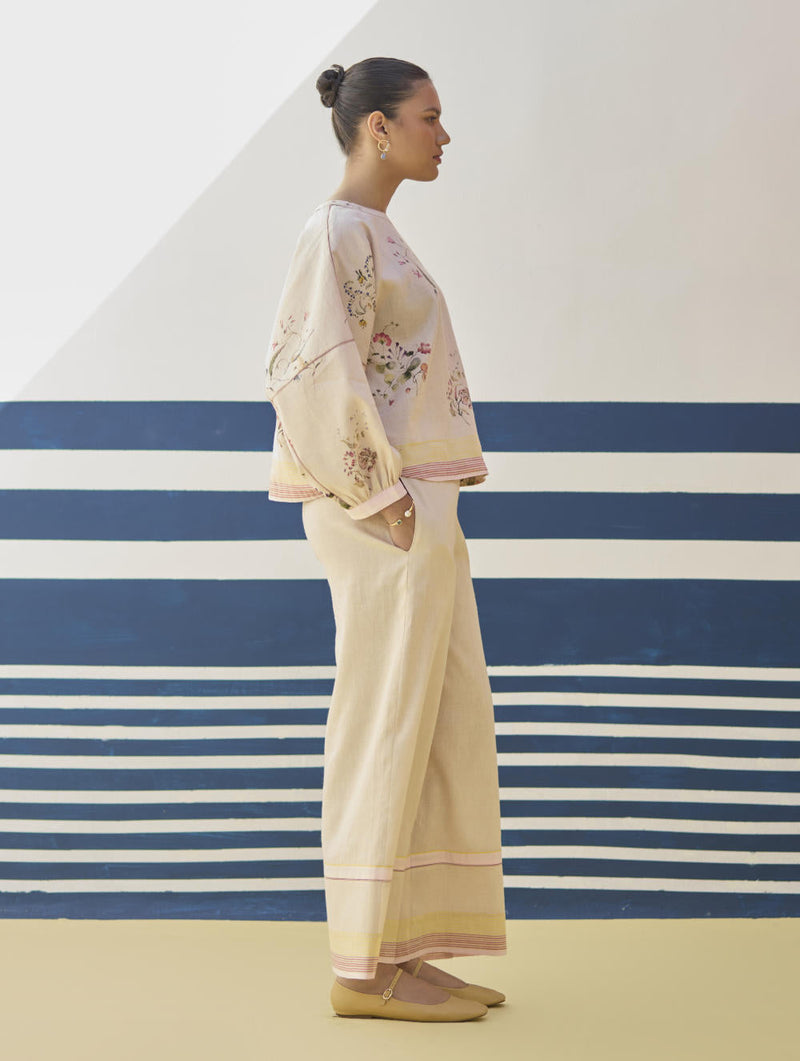Myra Watercolor Floral Co-ord Set
 - Sand by Manan in natural color for women Worldwide