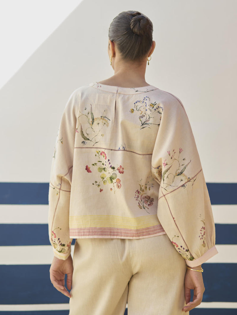 Myra Watercolor Floral Co-ord Set
 - Sand by Manan in natural color for women Worldwide