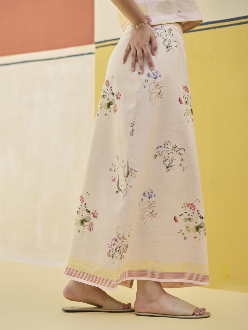 Leena Watercolour Floral Skirt - Sand by Manan in natural color for women Worldwide
