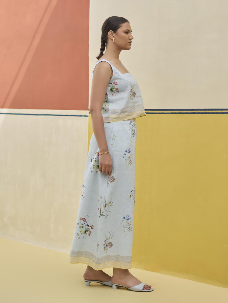 Leena Floral Co-ord Set 
 - Sky by Manan in blue color for women Worldwide
