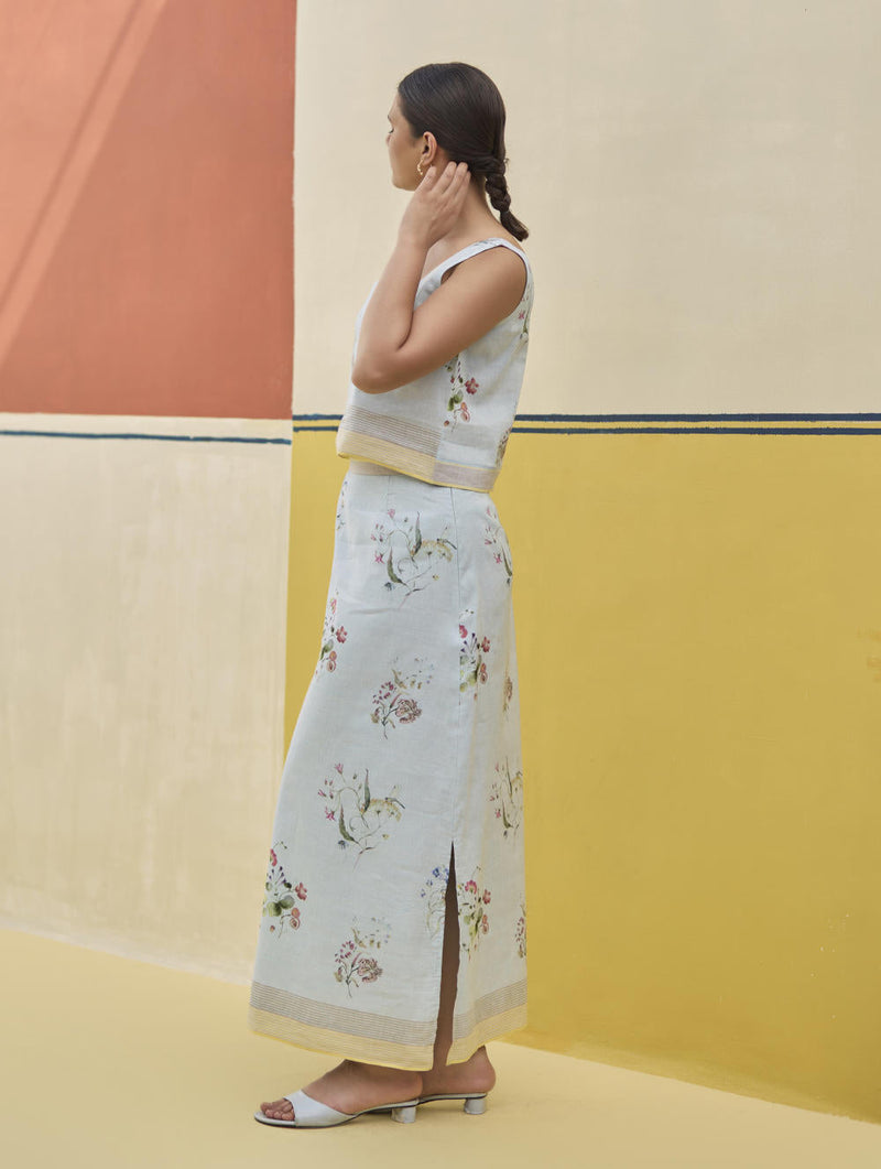 Leena Floral Co-ord Set 
 - Sky by Manan in blue color for women Worldwide