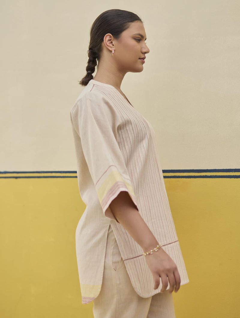 Neri Border Linen Co-ord Set
 - Sand by Manan in natural color for women Worldwide