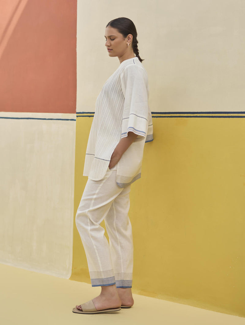 Neri Border Linen Co-ord Set
 - Ivory by Manan in ivory color for women Worldwide