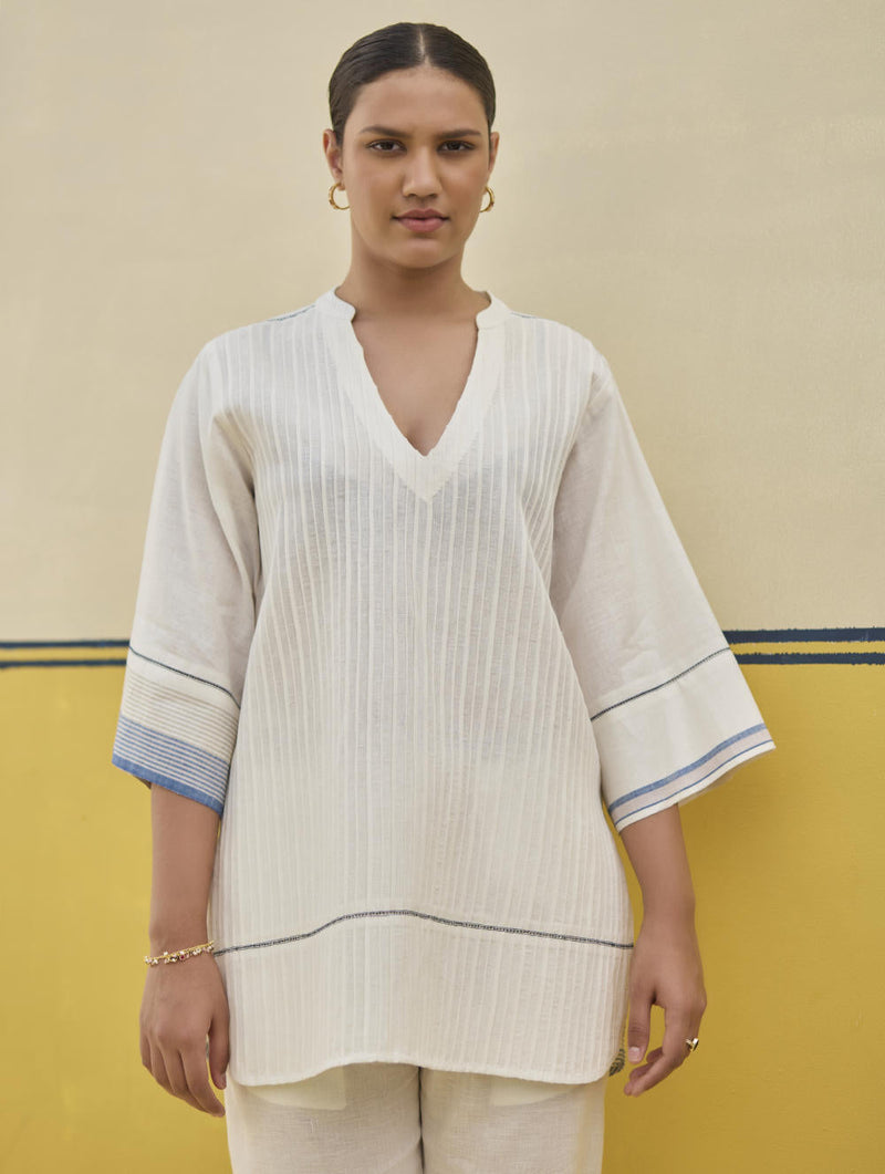 Neri Border Linen Co-ord Set
 - Ivory by Manan in ivory color for women Worldwide