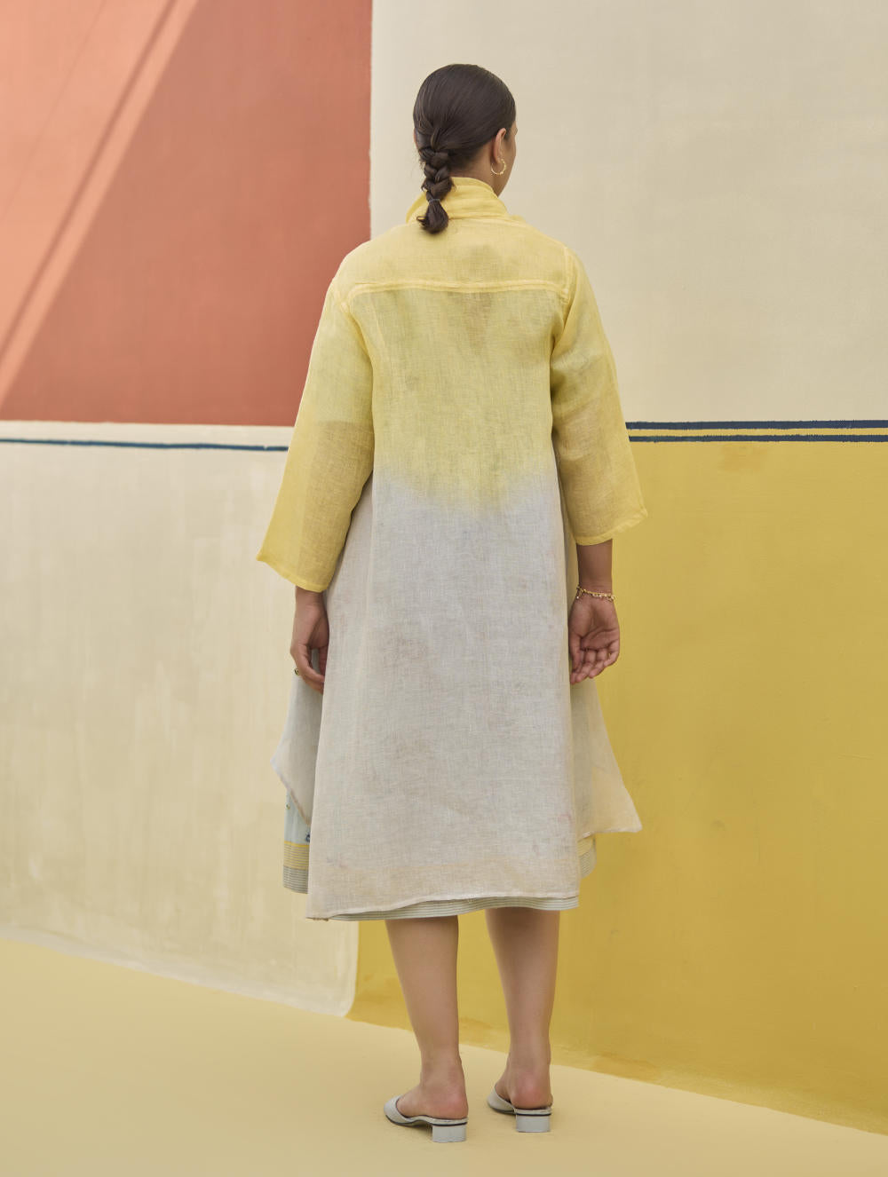 Buy Kaya Floral Linen Dress With Overlay - Sky from C&W | Co-Ord Sets for Women Buy Kaya Floral Linen Dress With Overlay - Sky from C&W | Co-Ord Sets for Women