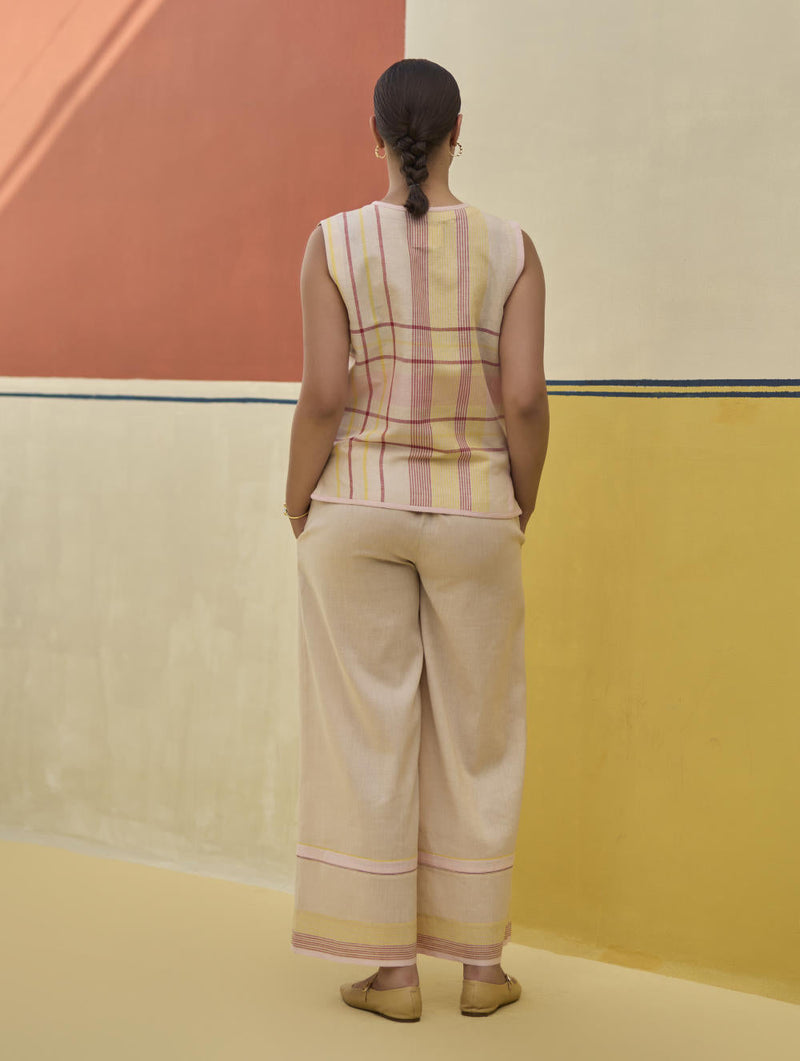 Dana Check Linen Waistcoat - Sand by Manan in natural color for women Worldwide