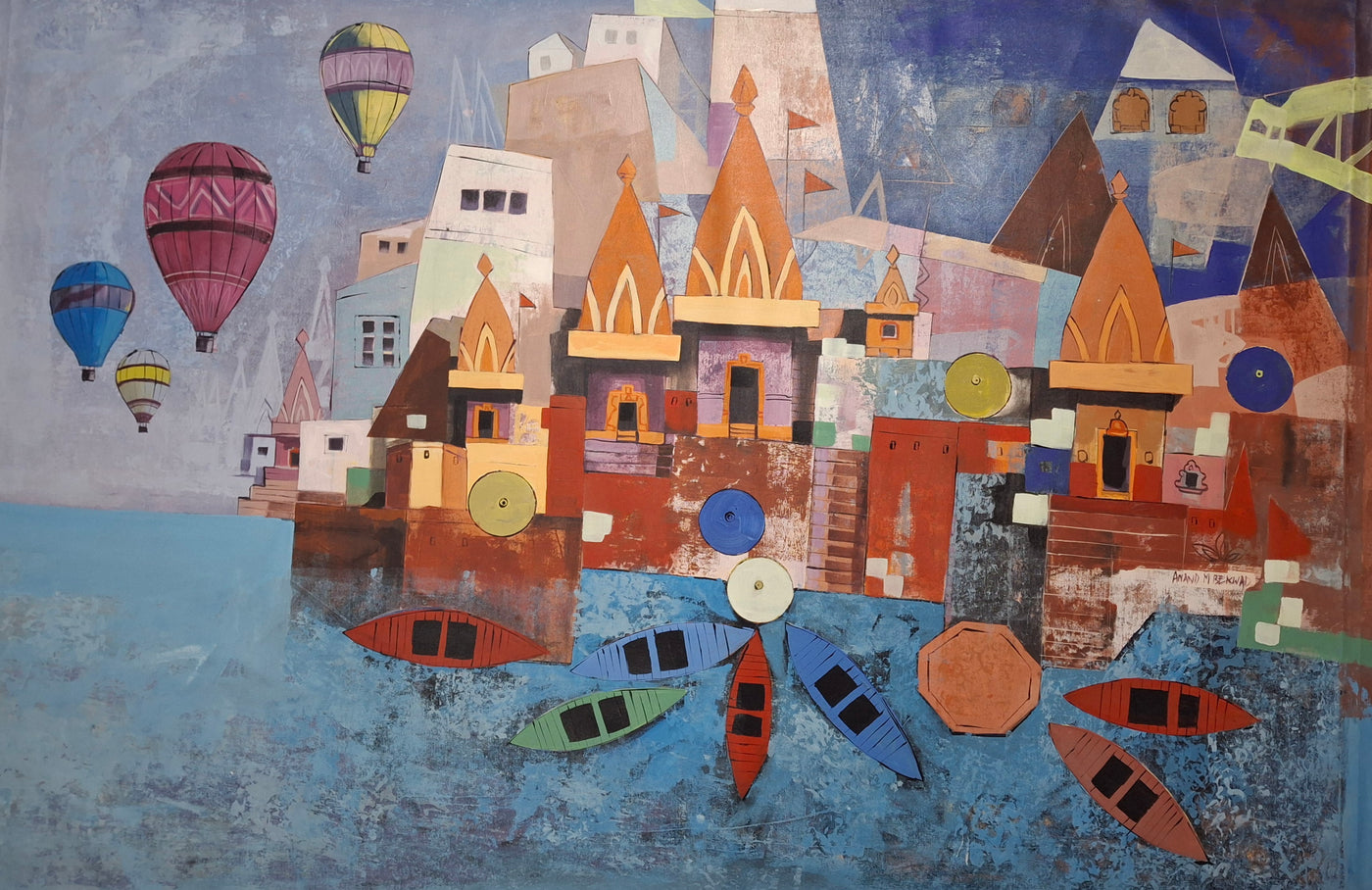 Air balloon Varanasi-72 x 48 inches