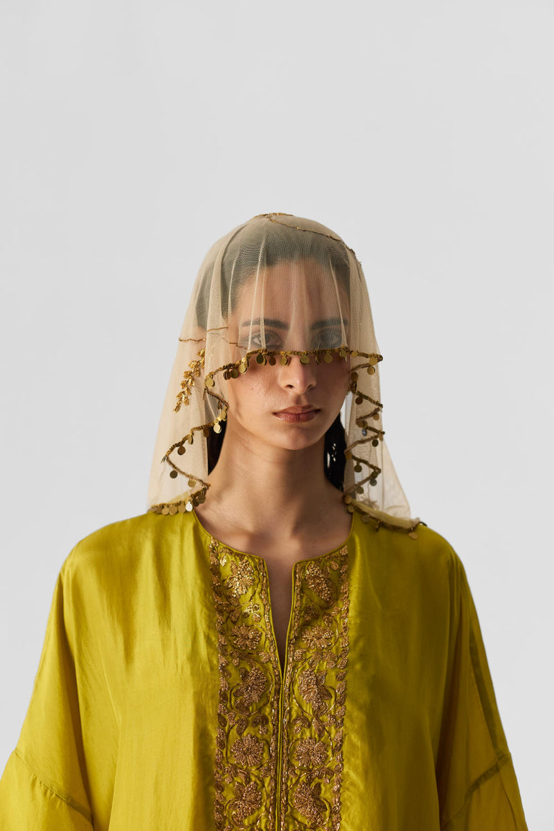 LIME KAFTAN SET silk by Yam for women Worldwide
