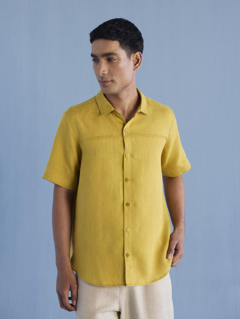 Kai Pintuck Linen Shirt - Ochre