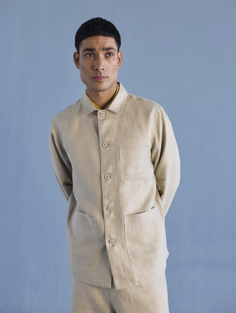 Ansh Forever Linen Shacket - Earth