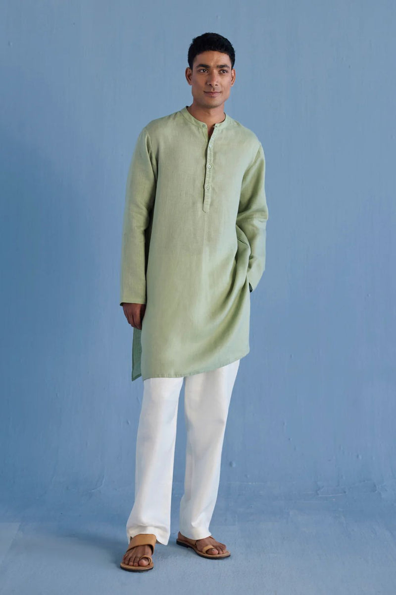 Jay Forever Linen Kurta - Mint