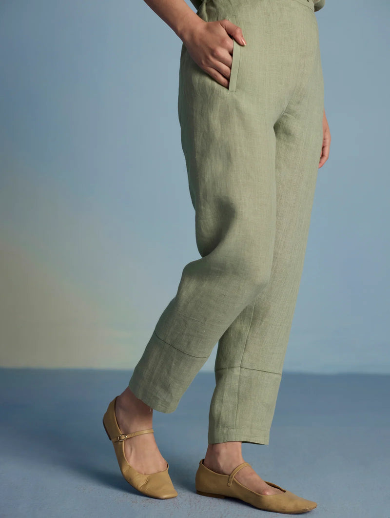 Inoya Linen Co-ord Set - Mint linen by Manan in mint color for women Worldwide
