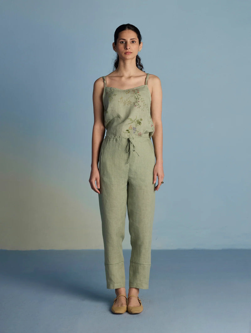 Inoya Linen Co-ord Set - Mint linen by Manan in mint color for women Worldwide