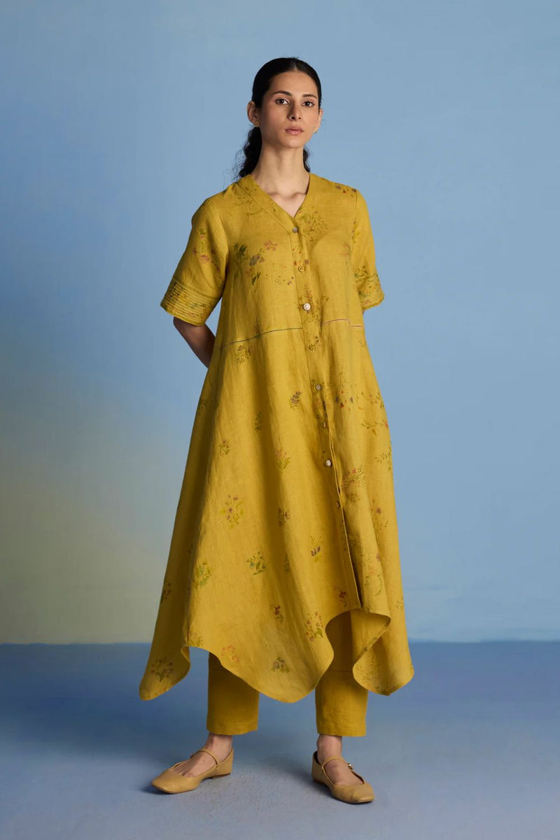 Inoya Linen Co-ord Set - Ochre linen by Manan for women Worldwide