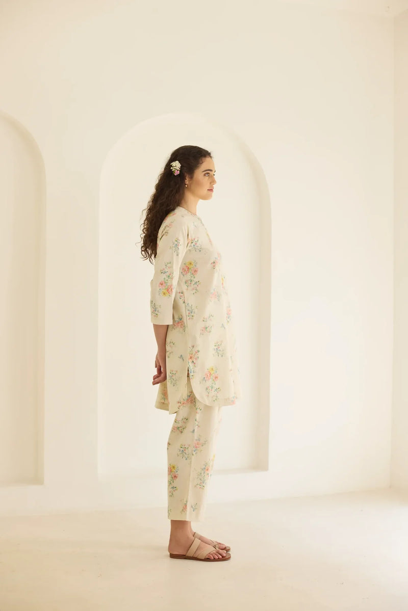 Holly Short Kurta Set cotton by Nadiya Paar in white color for women Worldwide