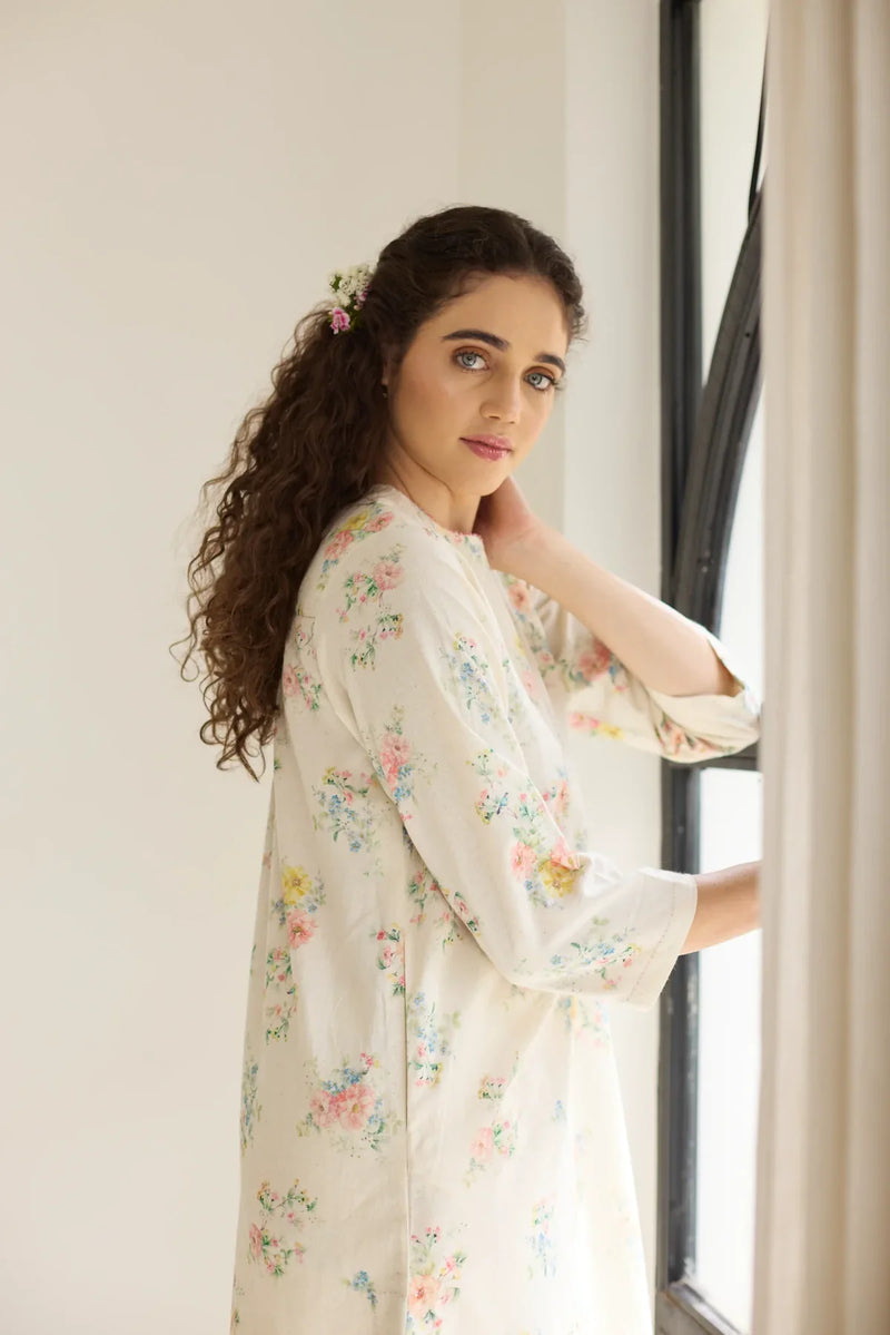 Holly Short Kurta Set cotton by Nadiya Paar in white color for women Worldwide