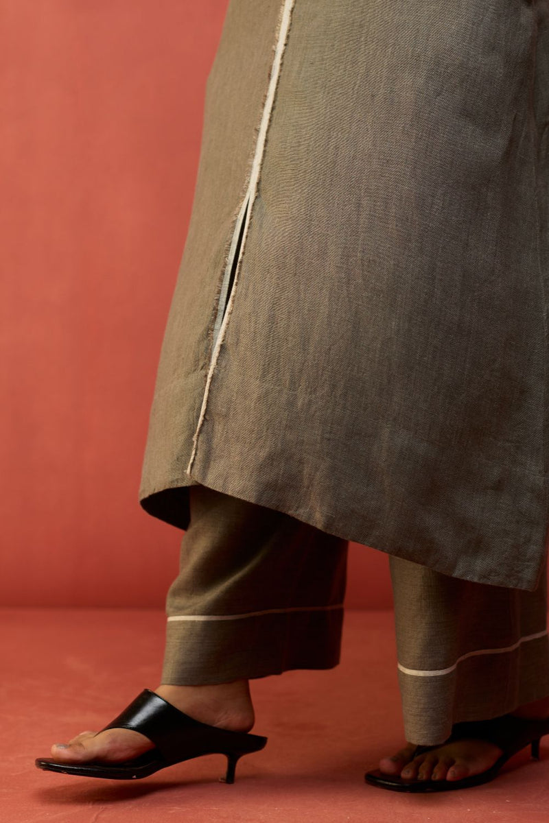 Rohe Sleeveless Linen Kurta Set - Grey by Manan for Worldwide