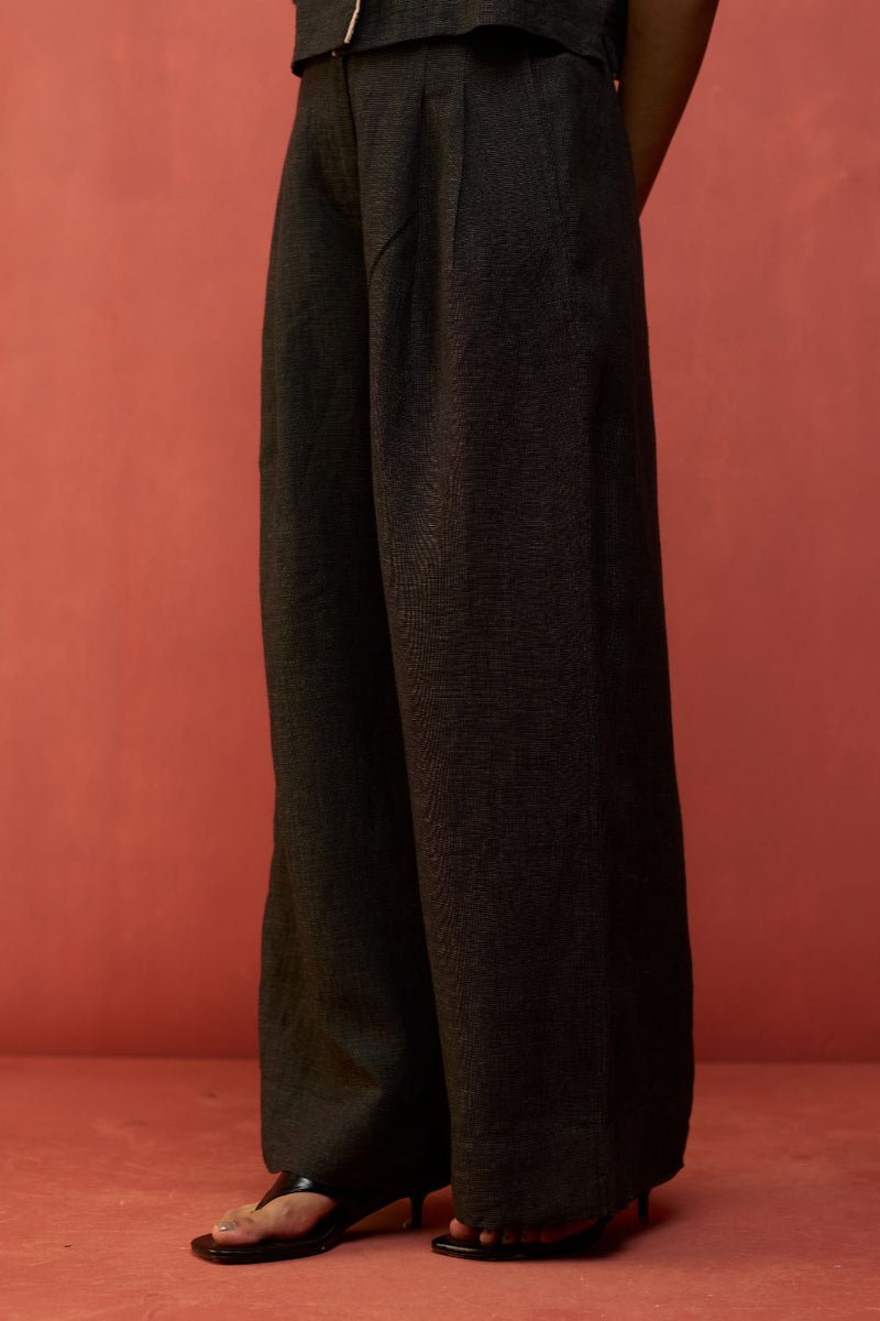 Kiera Cuban Collar Linen Shirt - Charcoal by Manan for Worldwide