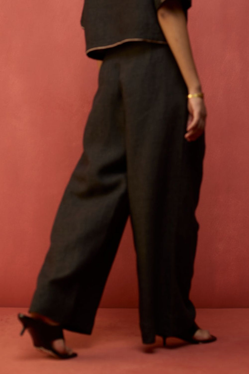 Kiera Cuban Collar Linen Shirt - Charcoal by Manan for Worldwide