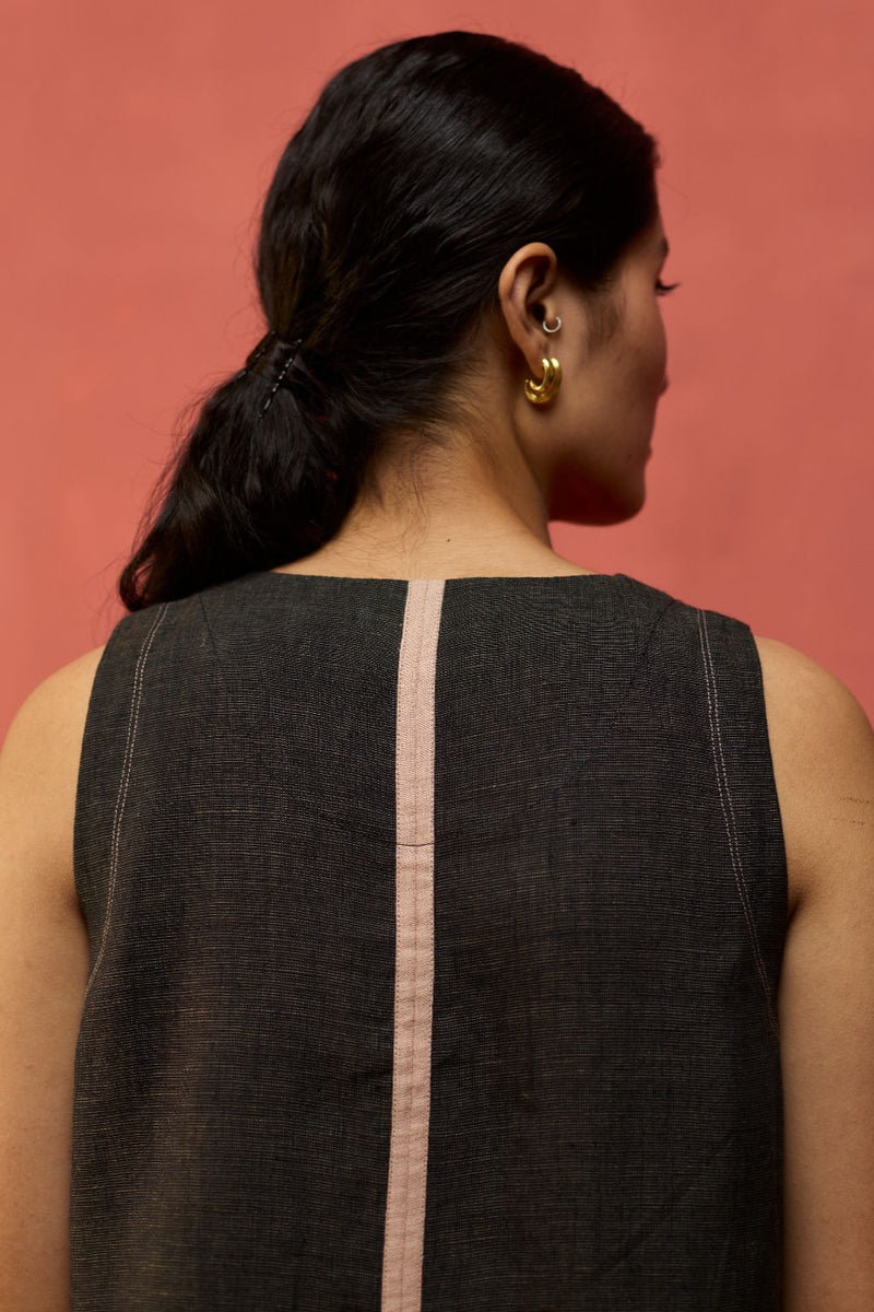 Rohe Sleeveless Linen Tunic - Charcoal by Manan for Worldwide