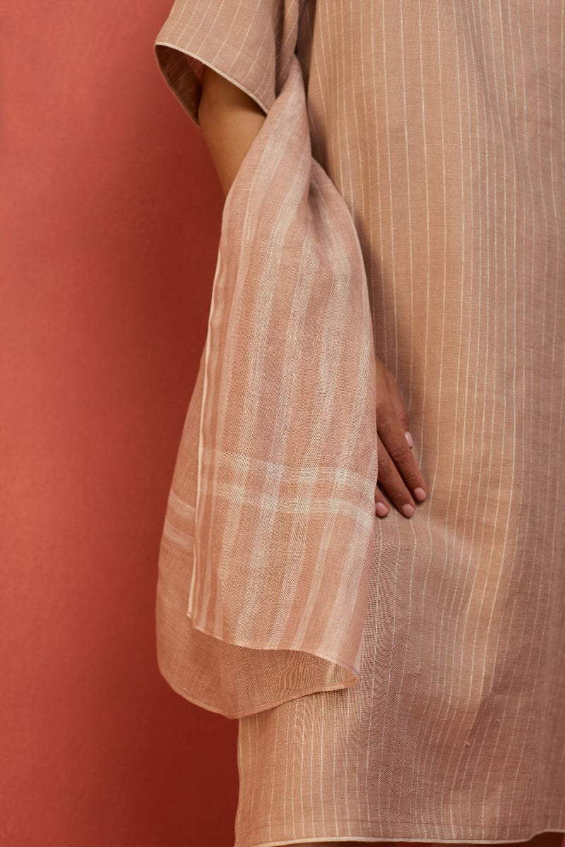 Semma Stripe Linen Kurta Set - Dusty Rose by Manan for Worldwide