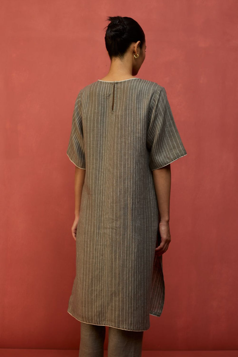 Semma Stripe Linen Kurta - Grey by Manan for Worldwide
