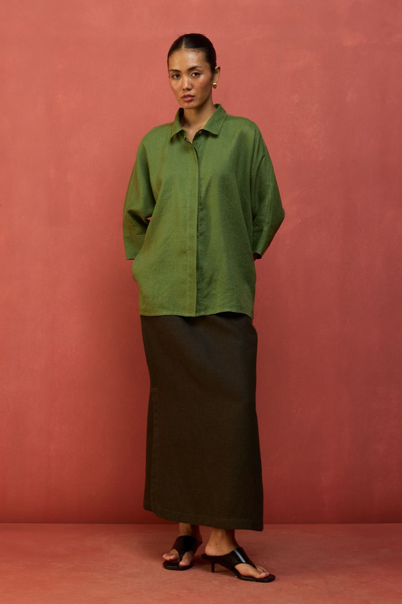 Yoko Forever Linen Co-ord Set - Fern Green by Manan for Worldwide