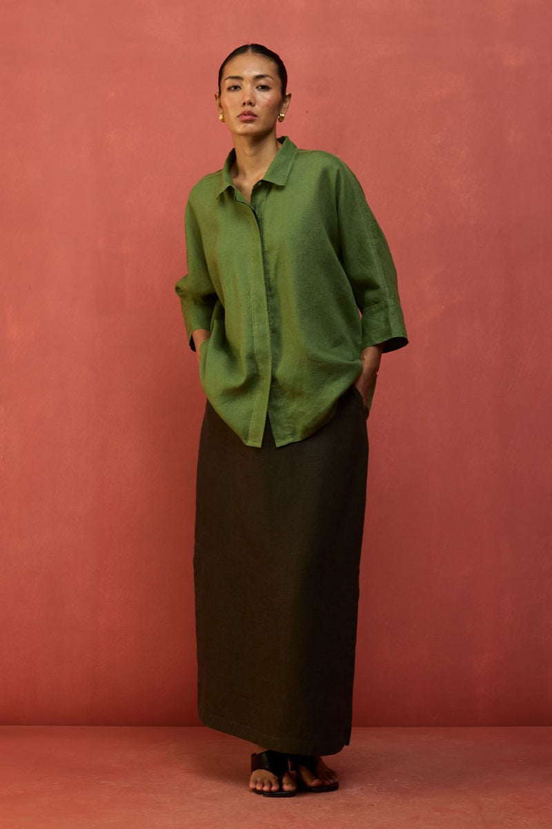 Yoko Forever Linen Co-ord Set - Fern Green by Manan for Worldwide