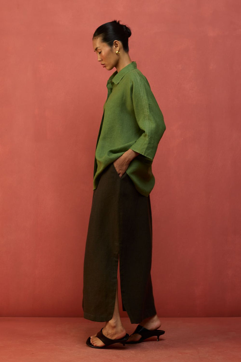 Yoko Forever Linen Shirt - Fern Green by Manan for Worldwide