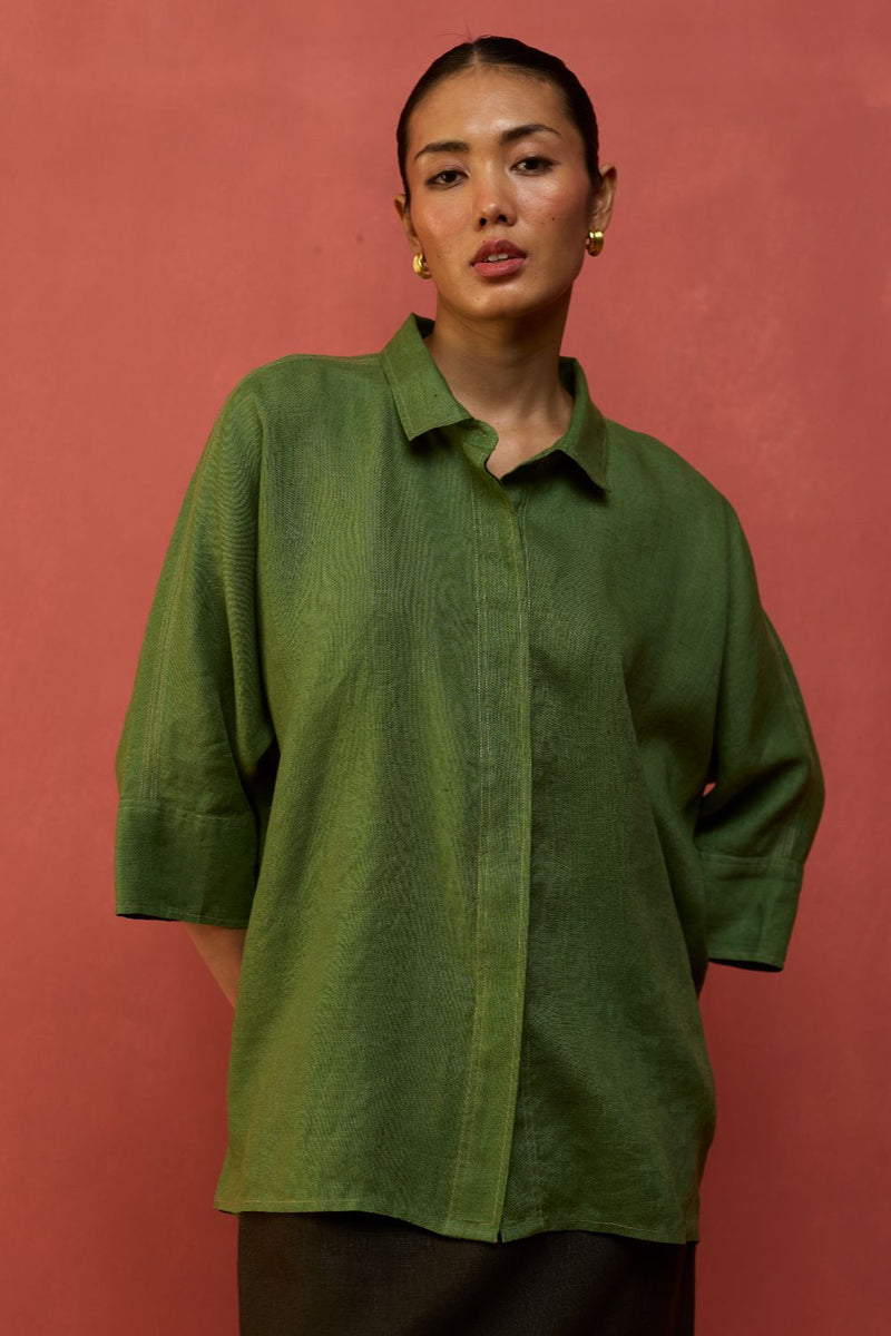 Yoko Forever Linen Shirt - Fern Green by Manan for Worldwide