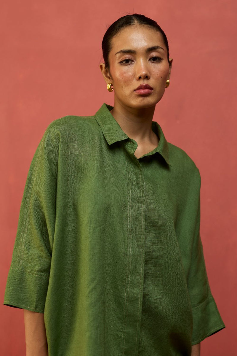 Yoko Forever Linen Shirt - Fern Green by Manan for Worldwide
