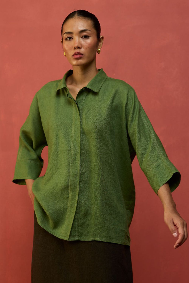 Yoko Forever Linen Shirt - Fern Green by Manan for Worldwide