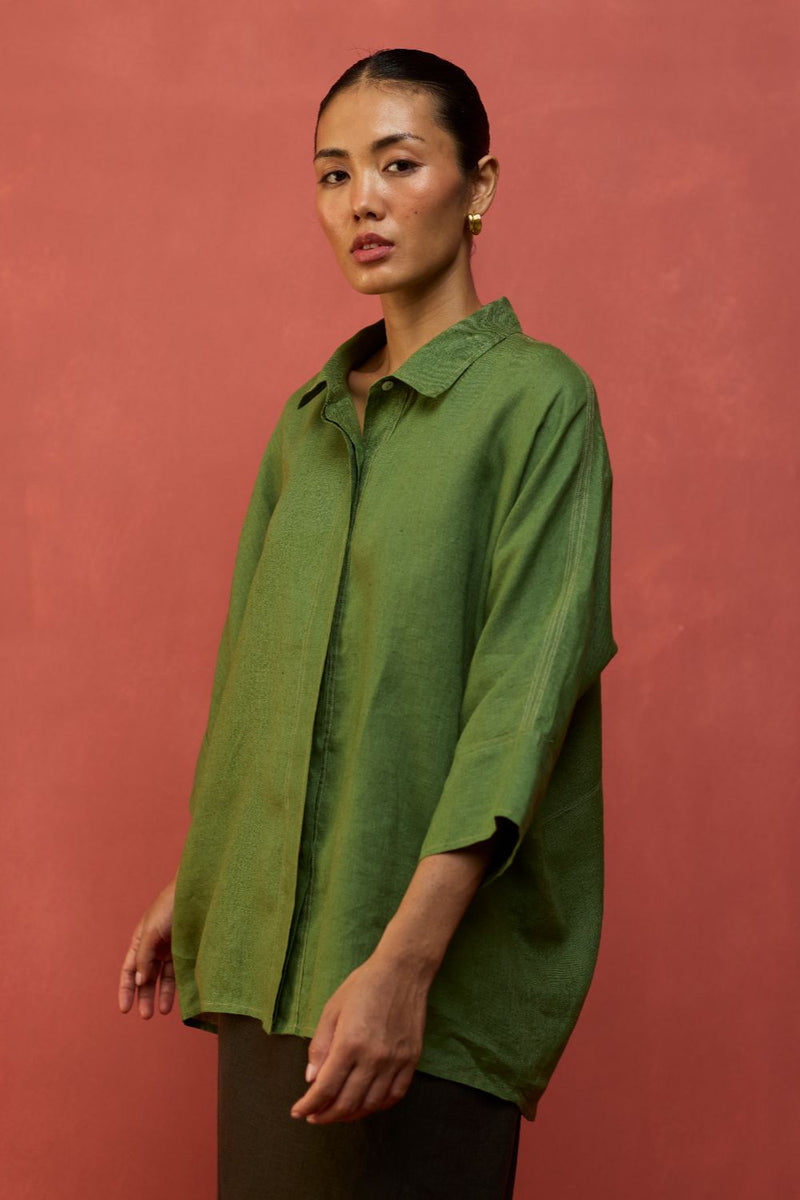 Yoko Forever Linen Shirt - Fern Green by Manan for Worldwide