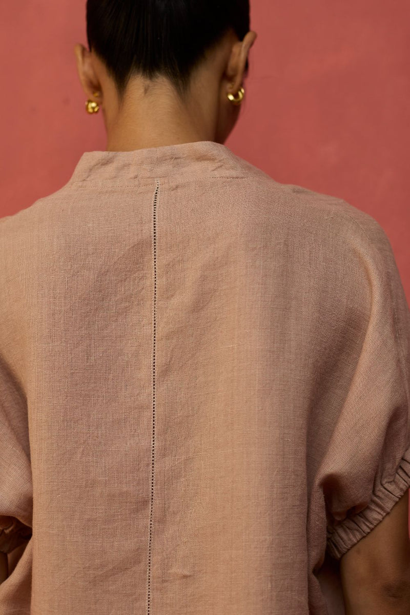 Hoshi Linen Co-ord Set - Dusty Rose by Manan for Worldwide