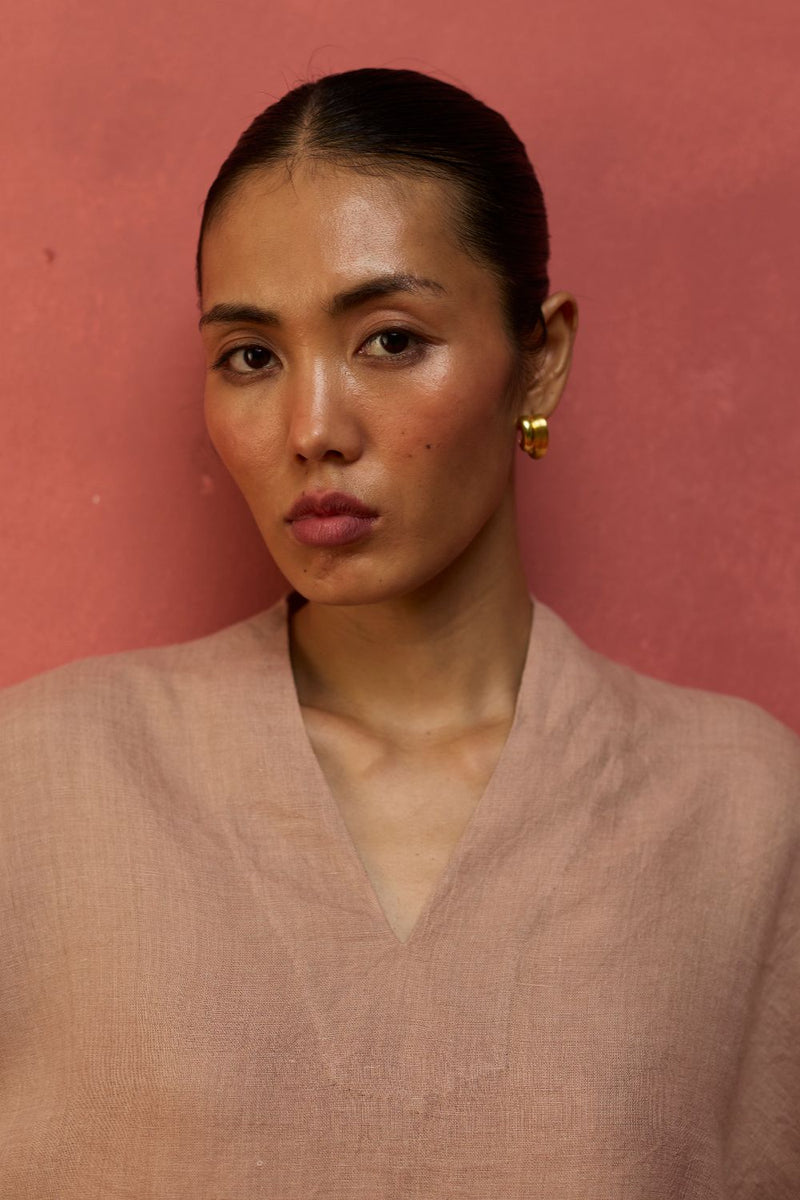 Hoshi Linen Co-ord Set - Dusty Rose by Manan for Worldwide