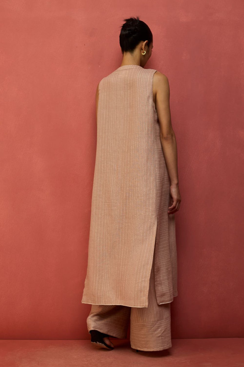 Misato Strip Linen Overlay - Dusty Rose by Manan for Worldwide
