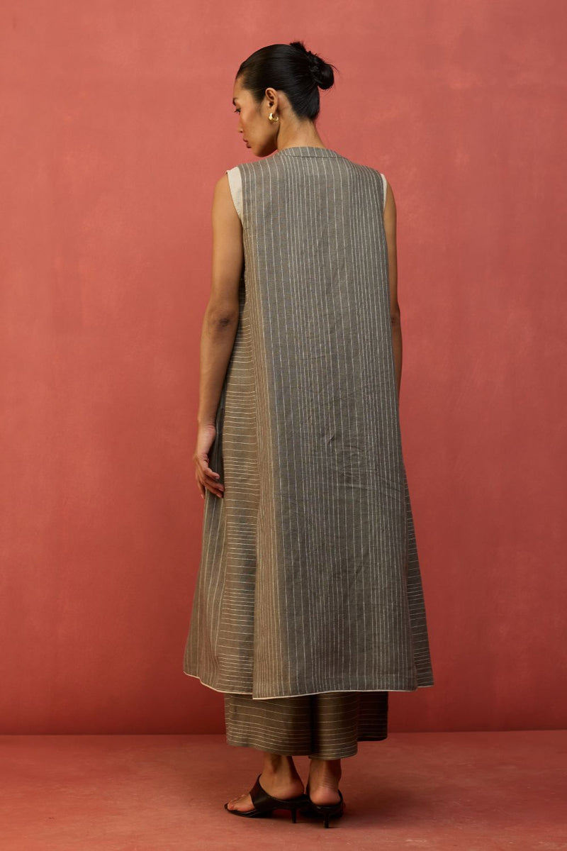Misato Stripe Linen Co-ord Set - Grey by Manan for Worldwide