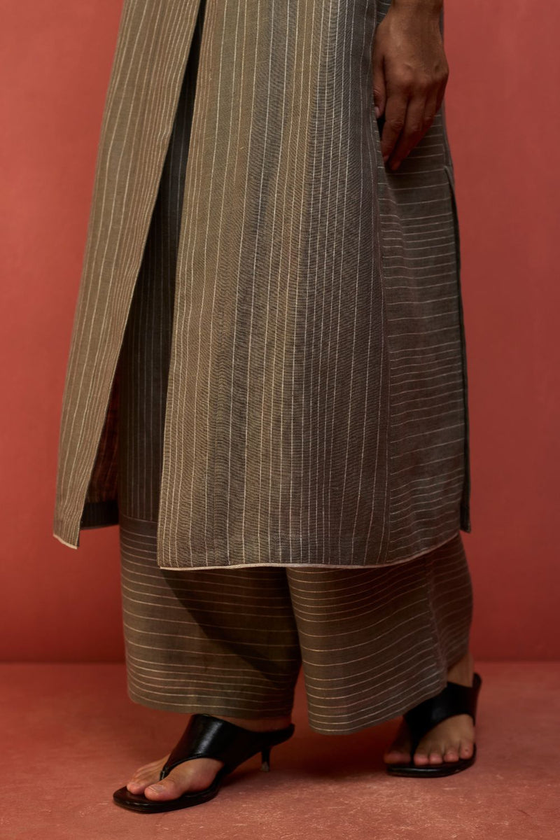 Misato Stripe Linen Co-ord Set - Grey by Manan for Worldwide