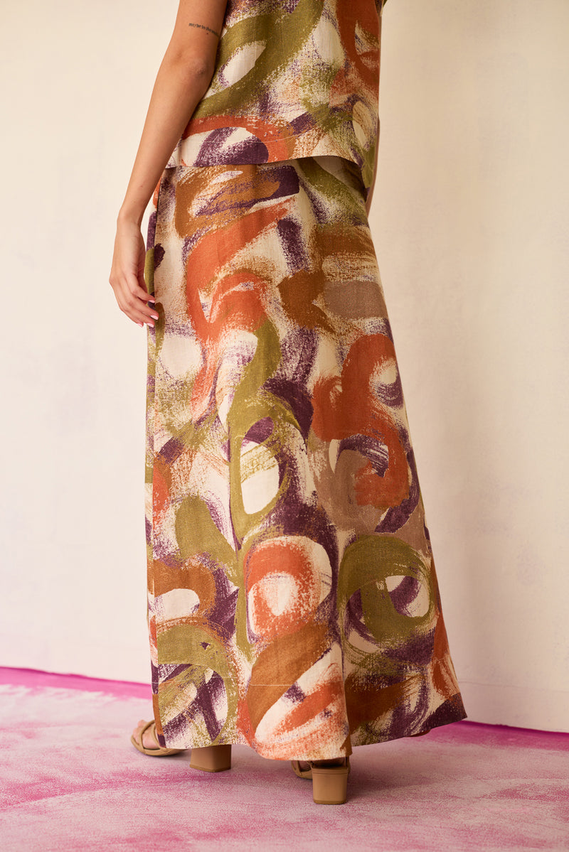 Geometric Brushstroke Co-ord Set linen co-ord set by World of SiSa in multi-color for women Worldwide