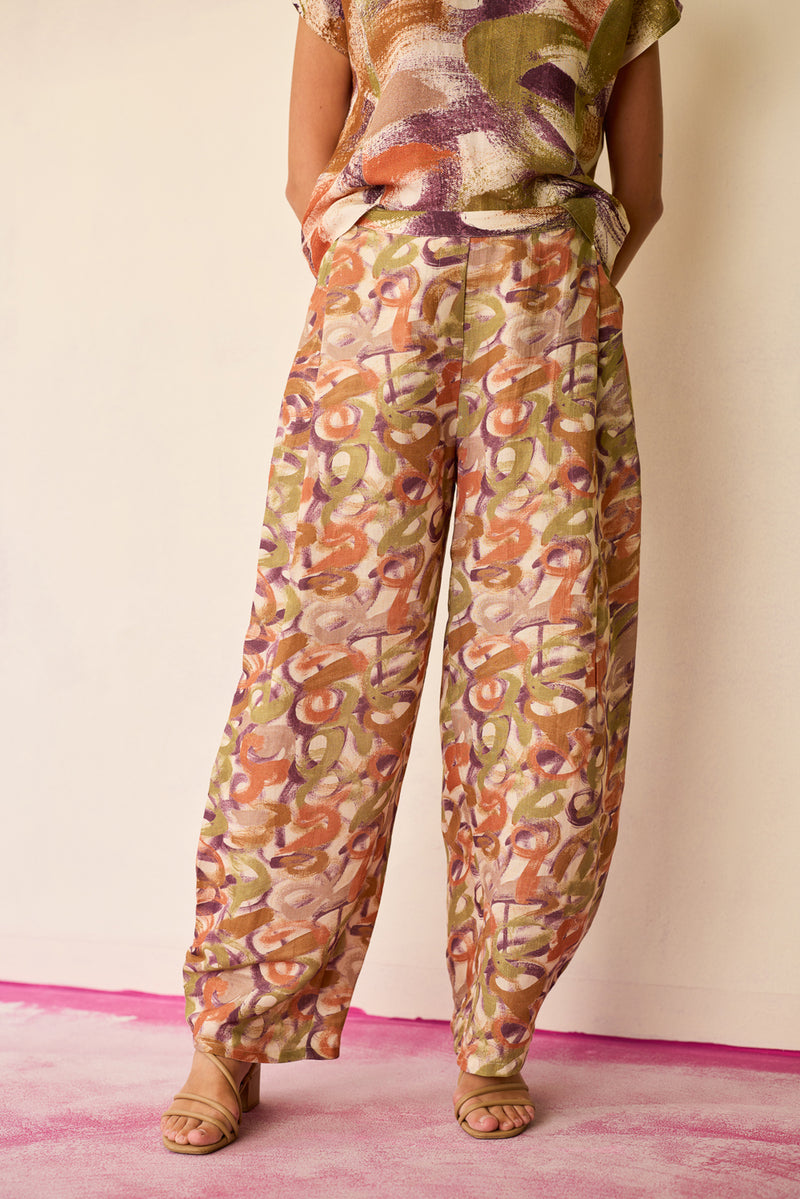 Brushstroke Linen Co-ord Set linen co-ord set by World of SiSa in multi-color for women Worldwide