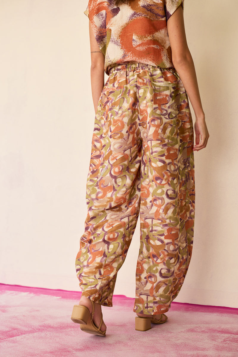 Brushstroke Linen Co-ord Set linen co-ord set by World of SiSa in multi-color for women Worldwide