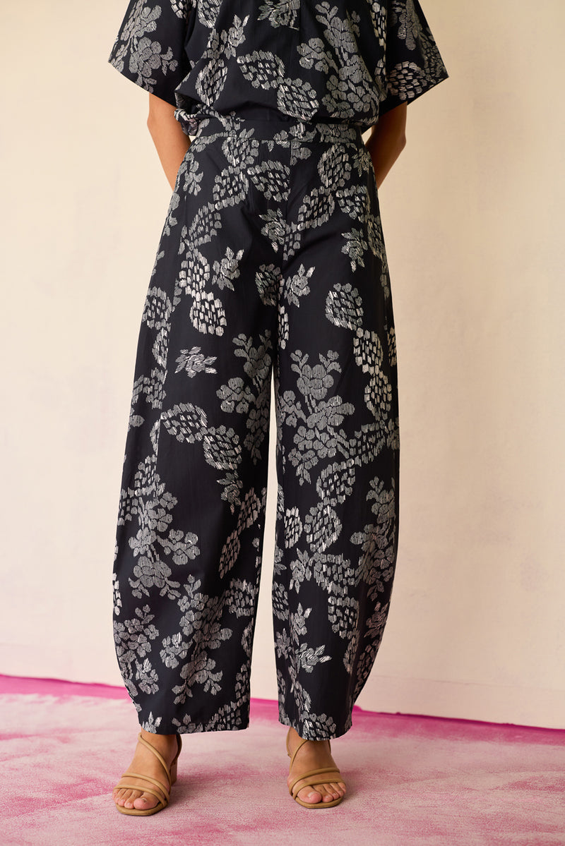 Black Floral Ikat Classic Co-ord Set cotton co-ord set by World of SiSa in black for women Worldwide