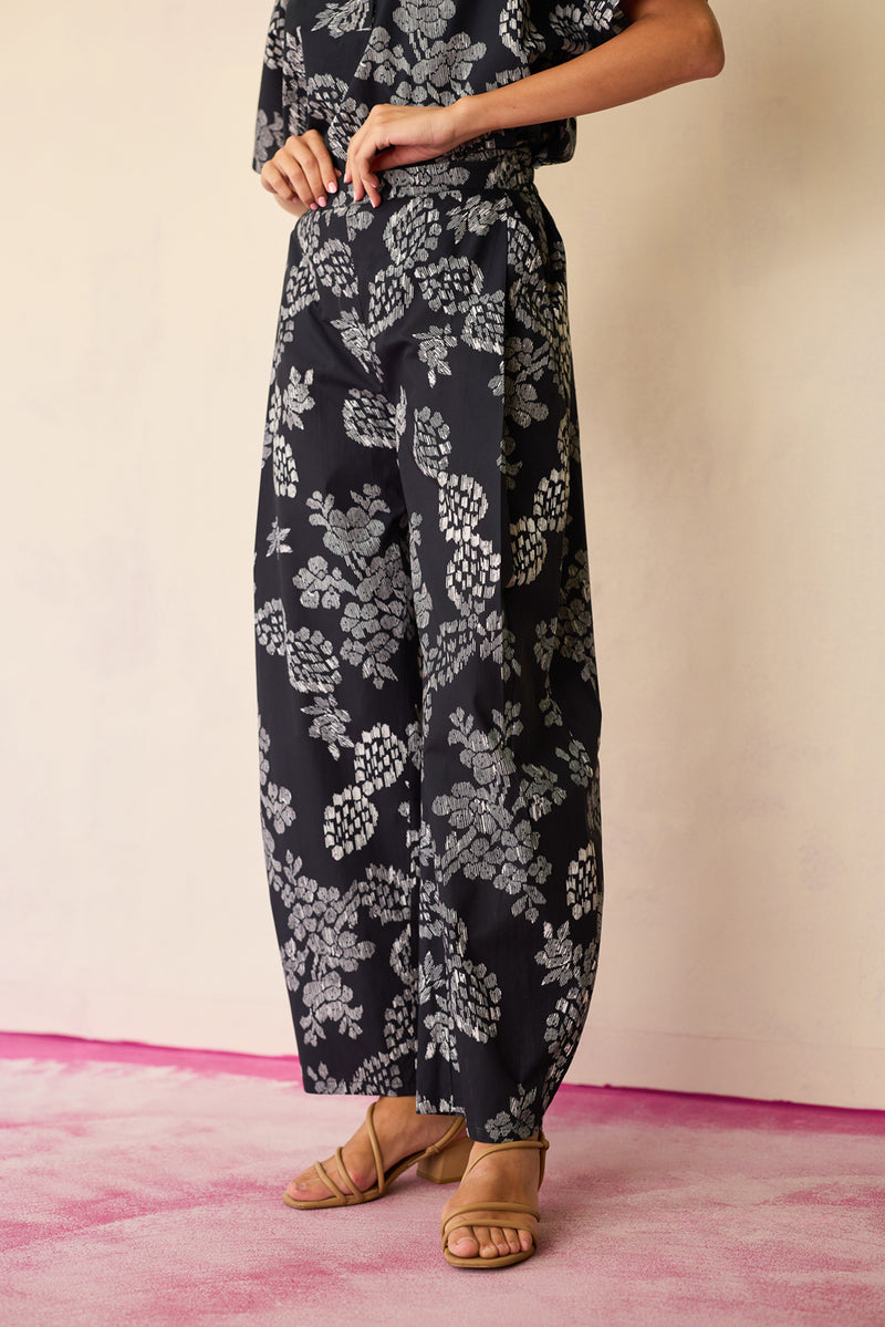 Black Floral Ikat Classic Co-ord Set cotton co-ord set by World of SiSa in black for women Worldwide