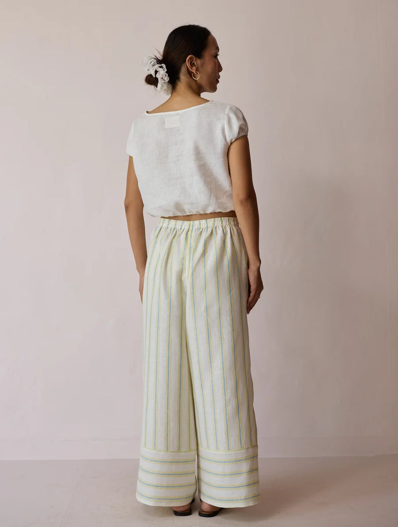 Rimi Linen Crop Top-Ivory linen top/shirt by Manan in ivory for women Worldwide
