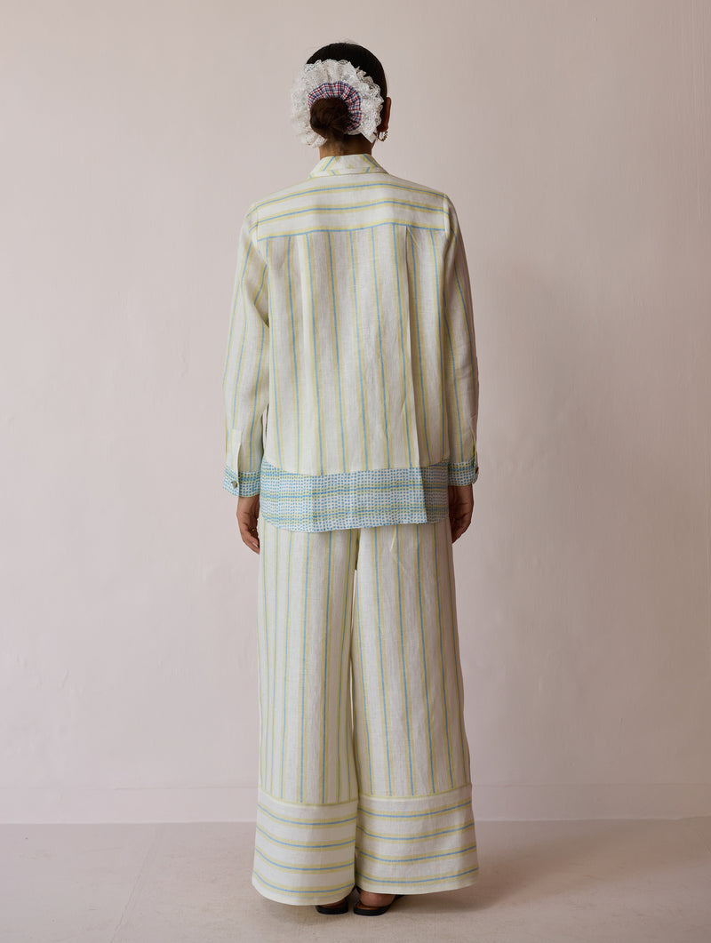 Erra Block-Printed Linen Co-ord-Ivory linen co-ord set by Manan in ivory for women Worldwide