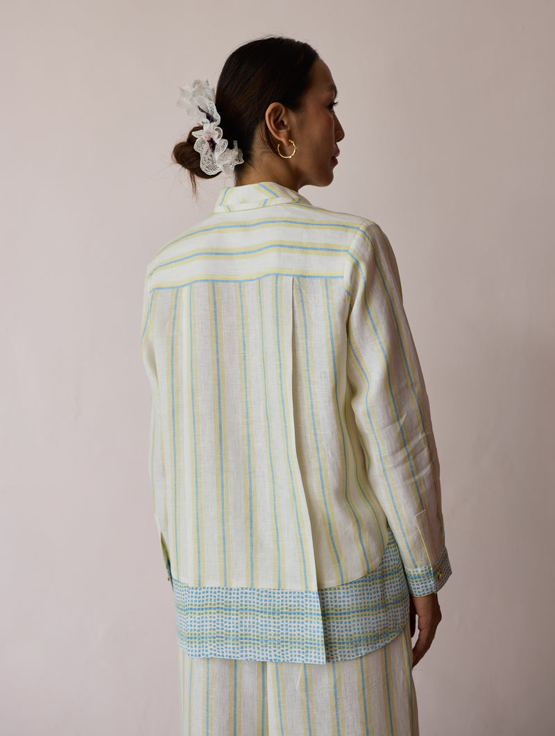 Erra Block-Printed Linen Co-ord-Ivory linen co-ord set by Manan in ivory for women Worldwide